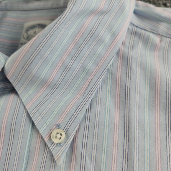 Brooks Brothers Slim Fit Non Iron Stretch Large Button Up Striped Colorful Men - Picture 6 of 16